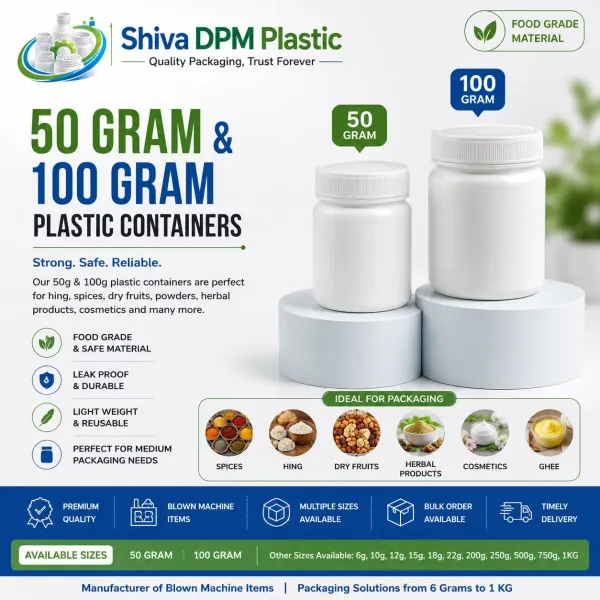 50 Gram & 100 Gram Plastic Containers
